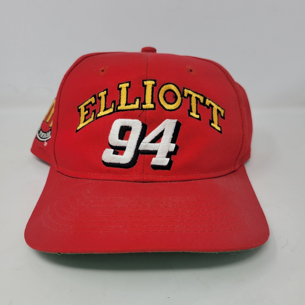 Vintage 1995 Bill Elliott 94 McDonalds Racing Team Snapback Hat Red Nascar Cap